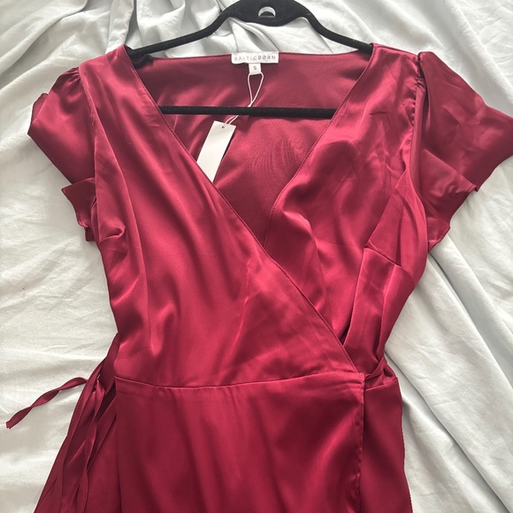 Baltic born burgundy satin wrap dress - Picture 1 of 5